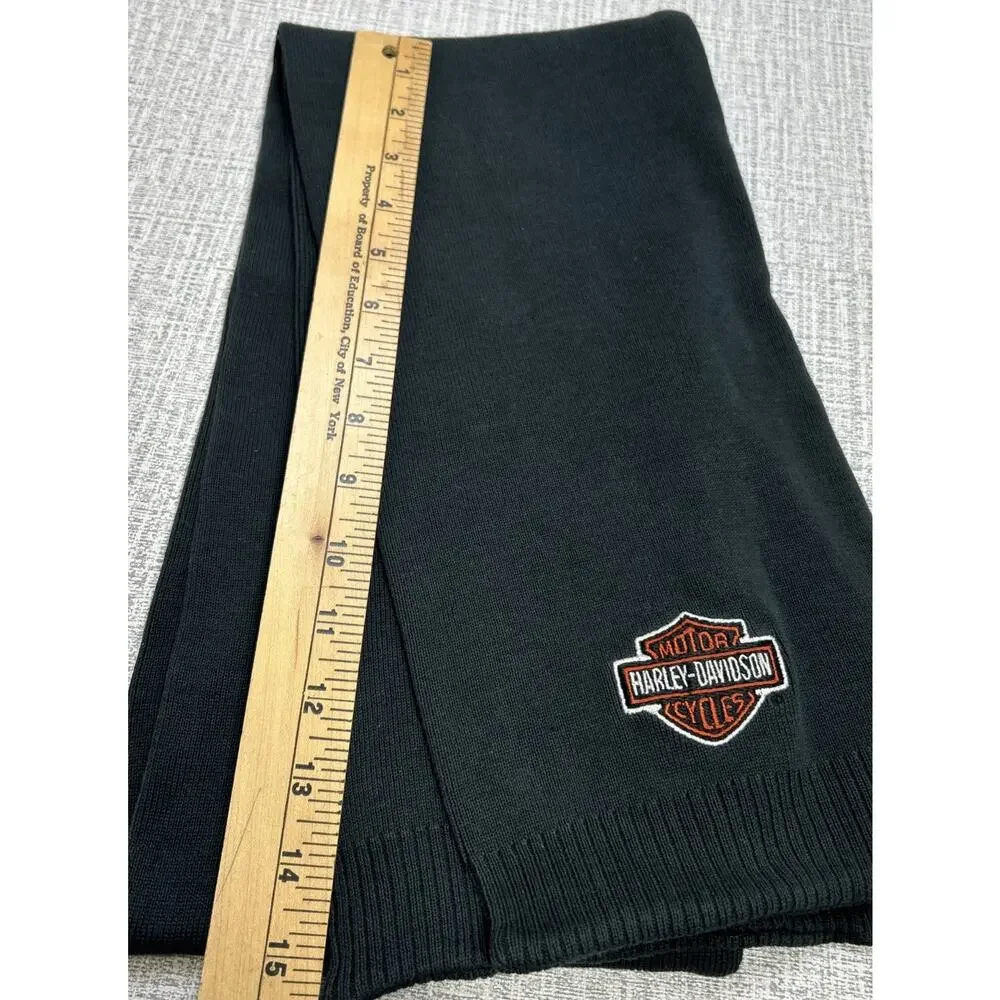 Vintage Harley Davidson Heavyweight Knit Scarf Scarf Logo Embroidered Cotton